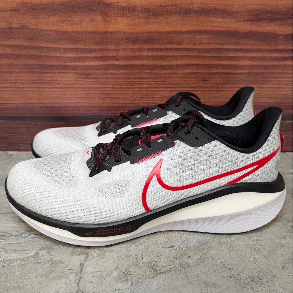 Nike Zoom Vomero 17 White Black Fire Red Men's 12.5 Running Shoes FB1309-103 - Picture 2 of 7